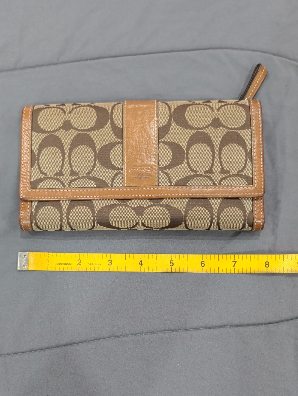 Coach Brown and Tan Signature Continental Wallet
